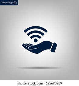 Hand with Wi-Fi Icon.