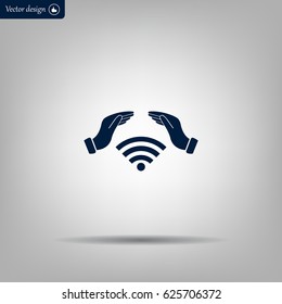 Hand with Wi-Fi Icon.