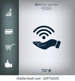 Hand with Wi-Fi Icon.