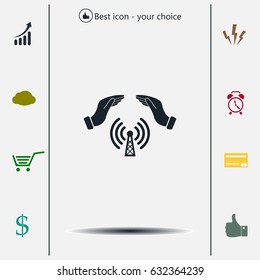 Hand with Wi-Fi Icon.