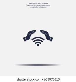 Hand with Wi-Fi Icon.