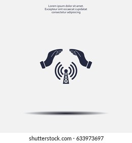 Hand with Wi-Fi Icon.