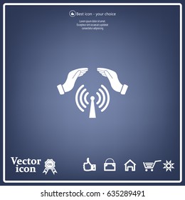 Hand with Wi-Fi Icon.