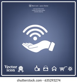 Hand with Wi-Fi Icon.