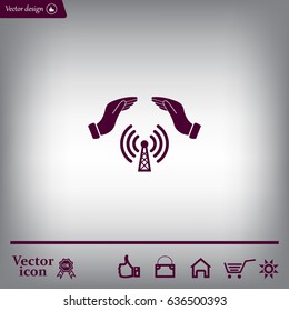 Hand with Wi-Fi Icon.