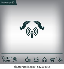 Hand with Wi-Fi Icon.