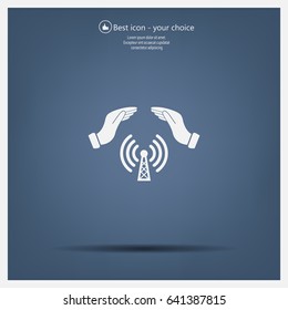 Hand with Wi-Fi Icon.