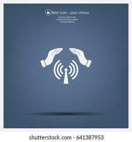 Hand with Wi-Fi Icon.