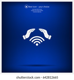 Hand with Wi-Fi Icon.