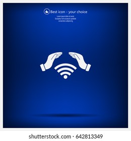 Hand with Wi-Fi Icon.