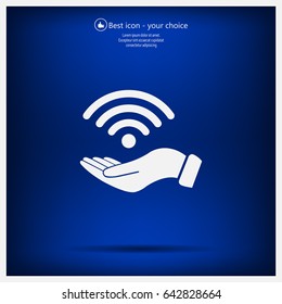 Hand with Wi-Fi Icon.