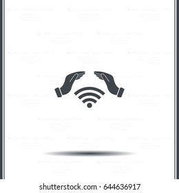 Hand with Wi-Fi Icon.