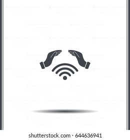 Hand with Wi-Fi Icon.
