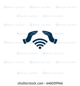 Hand with Wi-Fi Icon.