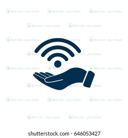 Hand with Wi-Fi Icon.