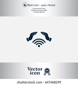 Hand with Wi-Fi Icon.