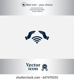 Hand with Wi-Fi Icon.
