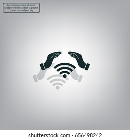 Hand with Wi-Fi Icon.