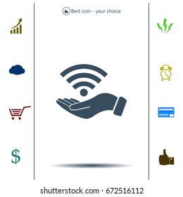 Hand with Wi-Fi Icon.