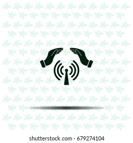 Hand with Wi-Fi Icon.