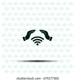 Hand with Wi-Fi Icon.