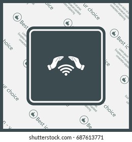 Hand with Wi-Fi Icon.