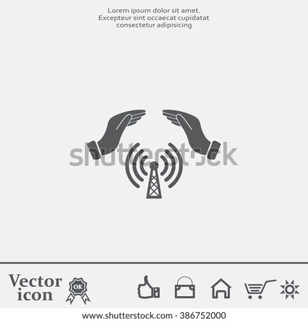 Hand with Wi-Fi Icon.