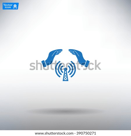 Hand with Wi-Fi Icon.