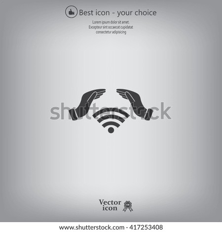 Hand with Wi-Fi Icon.