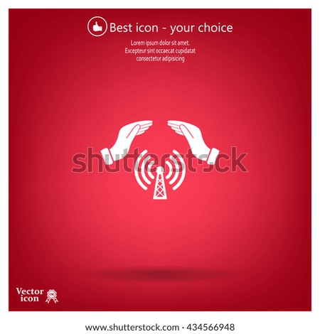 Hand with Wi-Fi Icon.