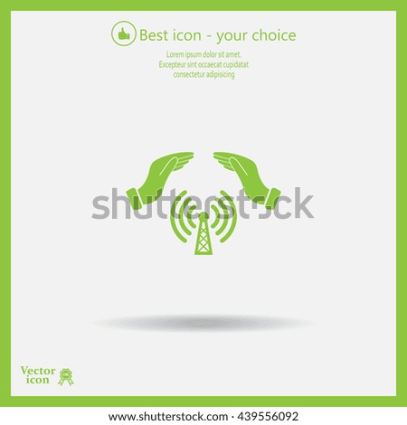 Hand with Wi-Fi Icon.