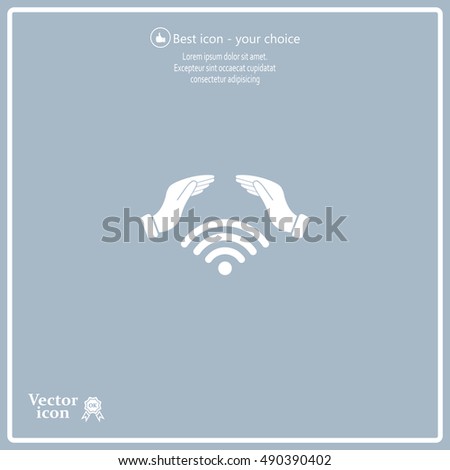 Hand with Wi-Fi Icon.
