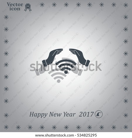 Hand with Wi-Fi Icon.