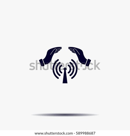 Hand with Wi-Fi Icon.