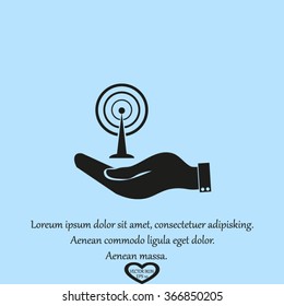 Hand with Wi-Fi Icon. Wifi symbol in a hand businessma