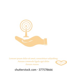 Hand with Wi-Fi Icon. Wifi symbol in a hand businessman