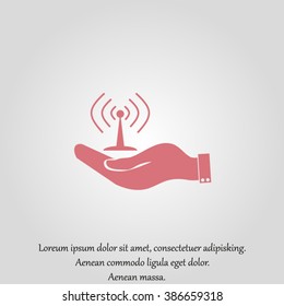 Hand with Wi-Fi Icon. Wifi symbol in a hand businessman