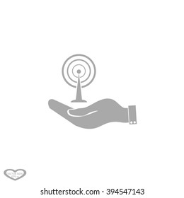 Hand with Wi-Fi Icon. Wifi symbol in a hand businessman