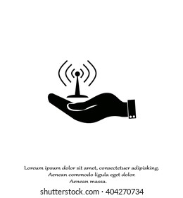 Hand with Wi-Fi Icon. Wifi symbol in a hand businessman