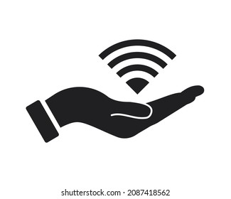 Hand WiFi logo design. Wifi logo with Hand concept vector. Hand and Wifi logo design