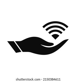 Hand Wifi logo design. WiFi logo with Hand concept vector. Hand and Wifi logo design