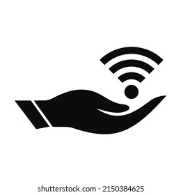 Hand Wifi logo design. WiFi logo with Hand concept vector. Hand and Wifi logo design