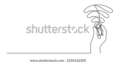 Hand with WI-FI signal one line art,hand drawn palms holds internet hotspot,access point continuous contour.Free zone wireless online concept,template outline.Editable stroke.Isolated.Vector