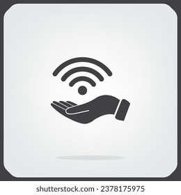 Mano con el icono del vector Wi-Fi.