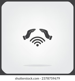 Mano con Icono vector Wi-Fi.