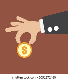 the hand will drop the coin dollar  eps10