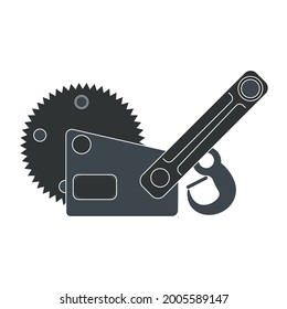 The hand winch is square with a round drum and a handle. The icon is gray.