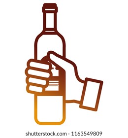 hand with wine bottle drink