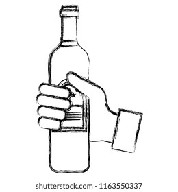 hand with wine bottle drink