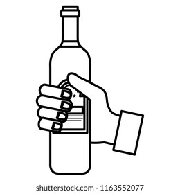 hand with wine bottle drink